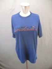 OAKLEY Size L Mens Blue Cotton Blend Crew Neck Short Sleeve Athletic T-Shirt 145