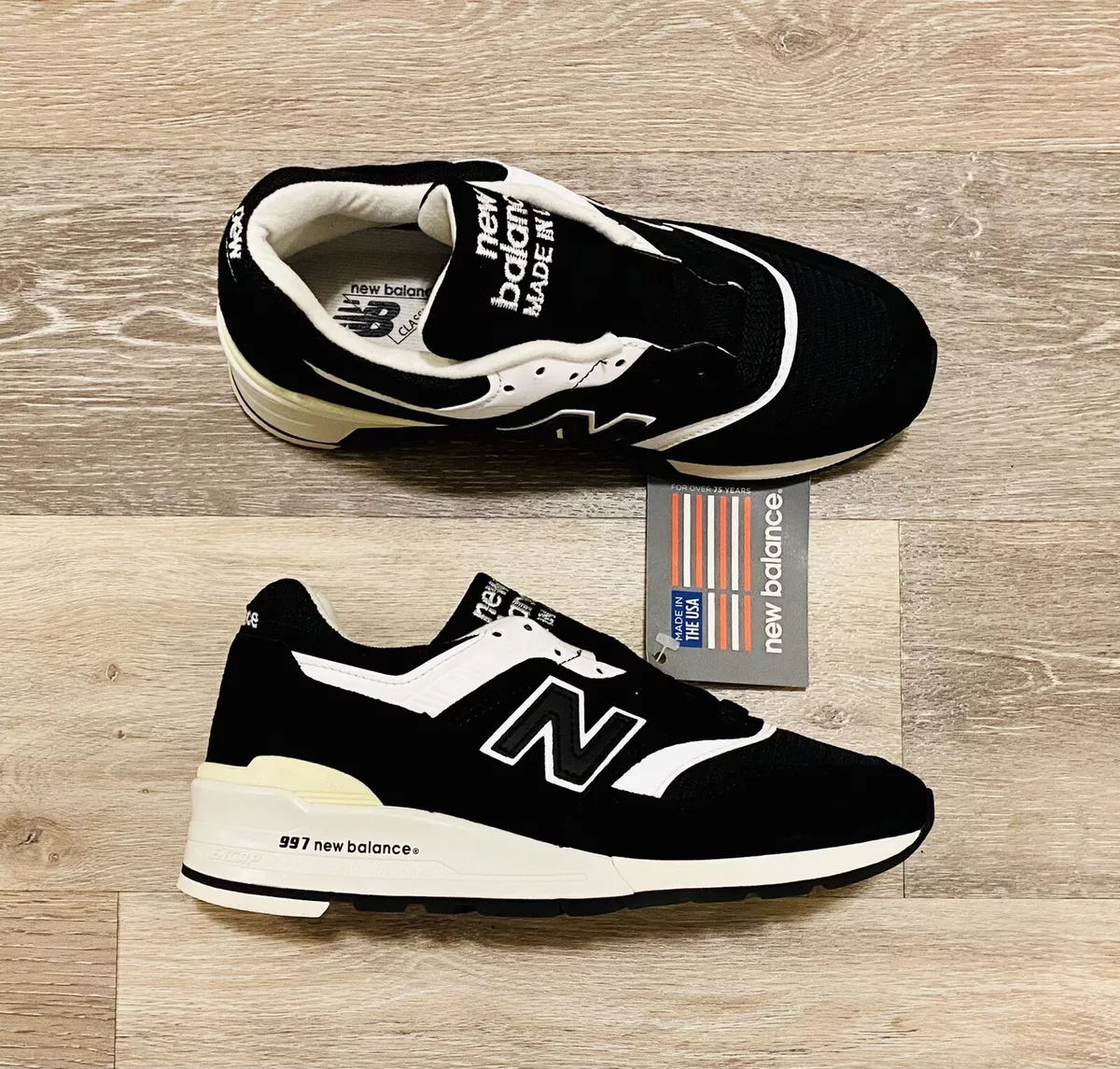 New Balance 997 Made In USA Black White Sneakers M997BBK Men's Size 5.5 D