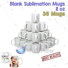 Blank Sublimation Mugs, Coffee Mugs Box of 36 110z Glossy AAA White Custom Mug#1