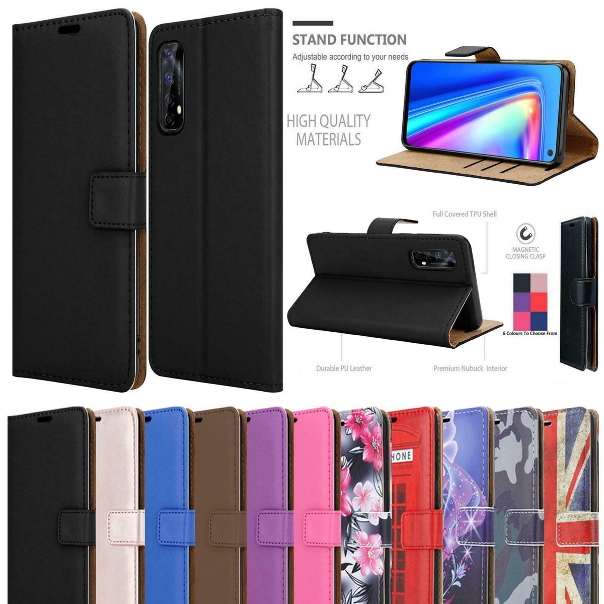 For Realme Pro X50 5G Wallet Case Leather Flip Book Phone Cover Screen  Guard