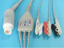 3Leads ECG Cable AHA 12pin For HP Codemaster 100  Compatible Probe Clip