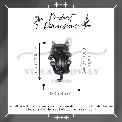 Charm chat tenant pour bracelet, breloque chat noir, breloque animal - Photo 2/8