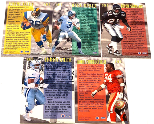 1994 Fleer Football Complete Set of 5 Award Winners Insert Set, Emmitt, Bettis - Picture 2 of 2