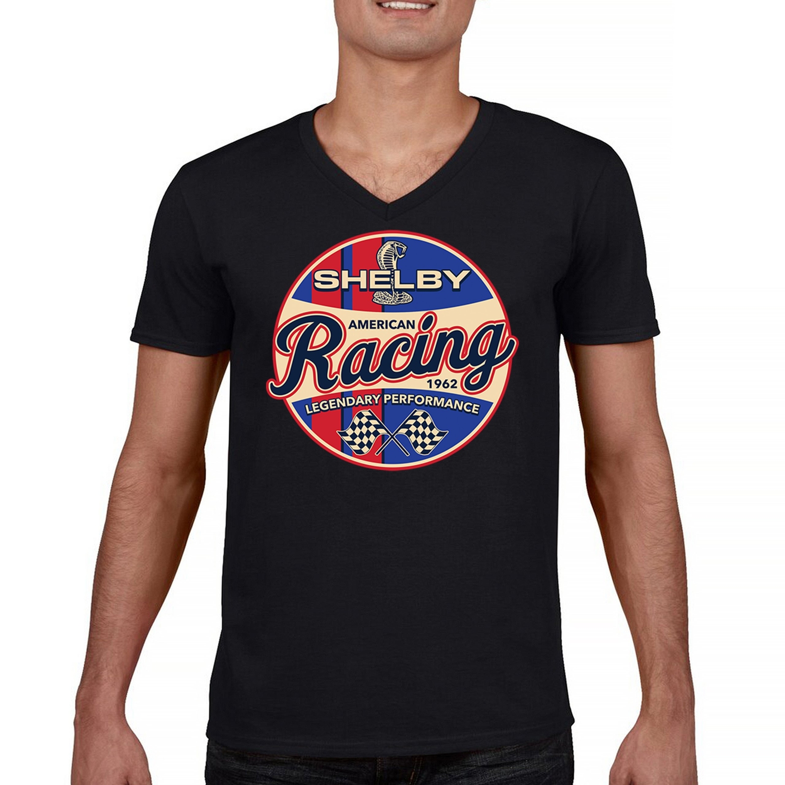 ALTRA T shirt collo a V Shelby Racing Mustang Cobra GT Performance alimentata da Ford T shirt