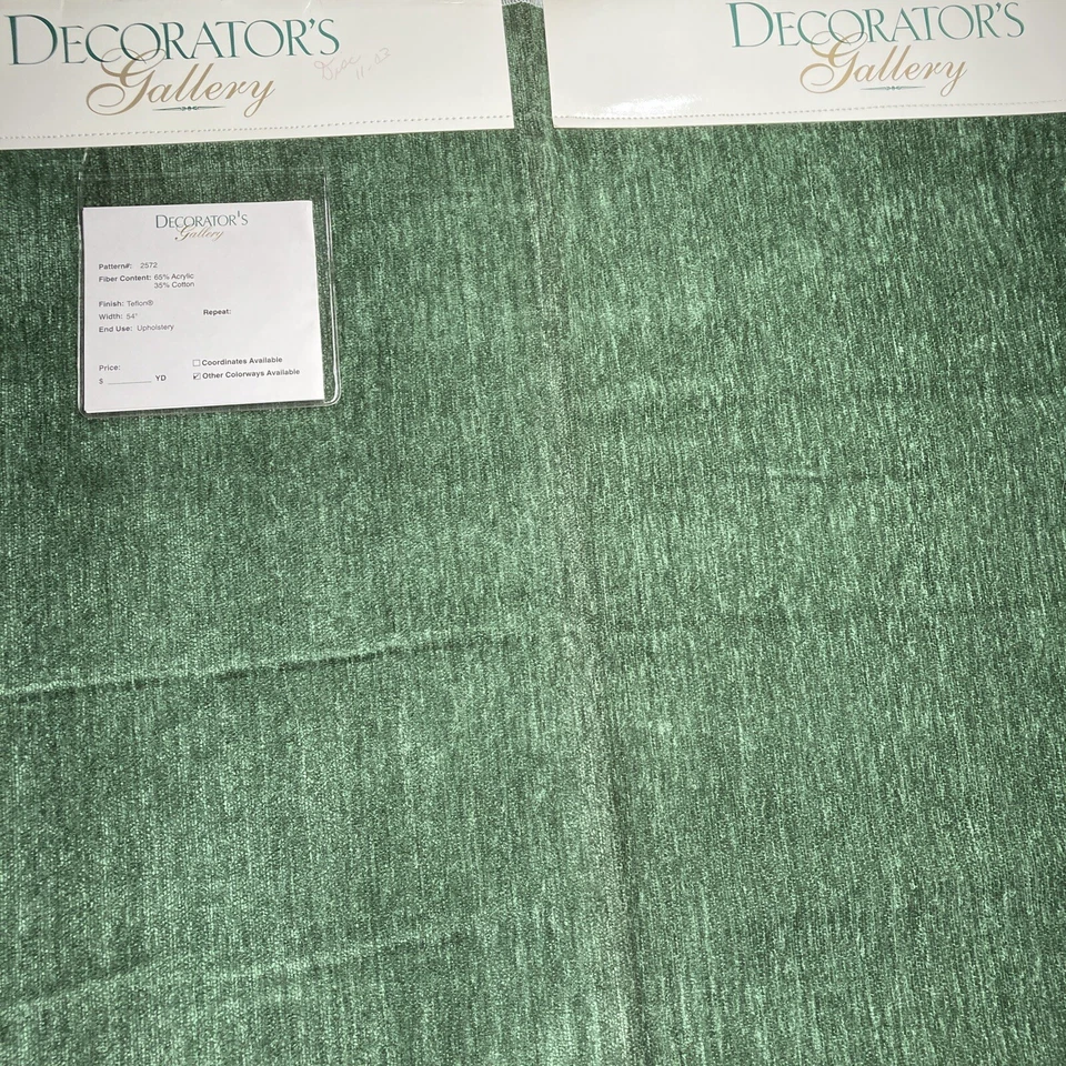 Muestra de tela de tapicería de galería decoradores panel de 26" mezcla de algodón felpa verde Foto 4 de 4