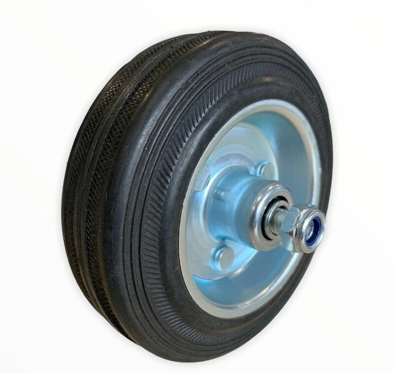 4x Rad Rolle Vollgummi 80 100 125 160 200 Ersatzrad Schraube Mutter Achsrohr - Bild 3 von 4