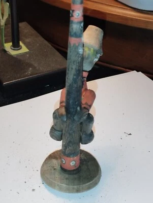 Figurine bonhomme mât bois peint à la main russe vintage URSS jouet artisanat - Photo 1/4