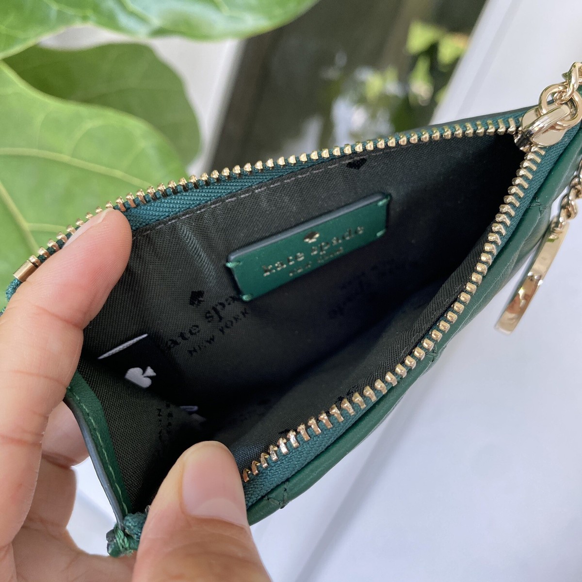 Kate Spade Carey Small Card Holder Smooth Quilted Leather Deep