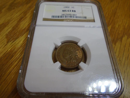 1902 Indian Head Cent MS 63 RB NGC Penny 1 Cent Uncirculated