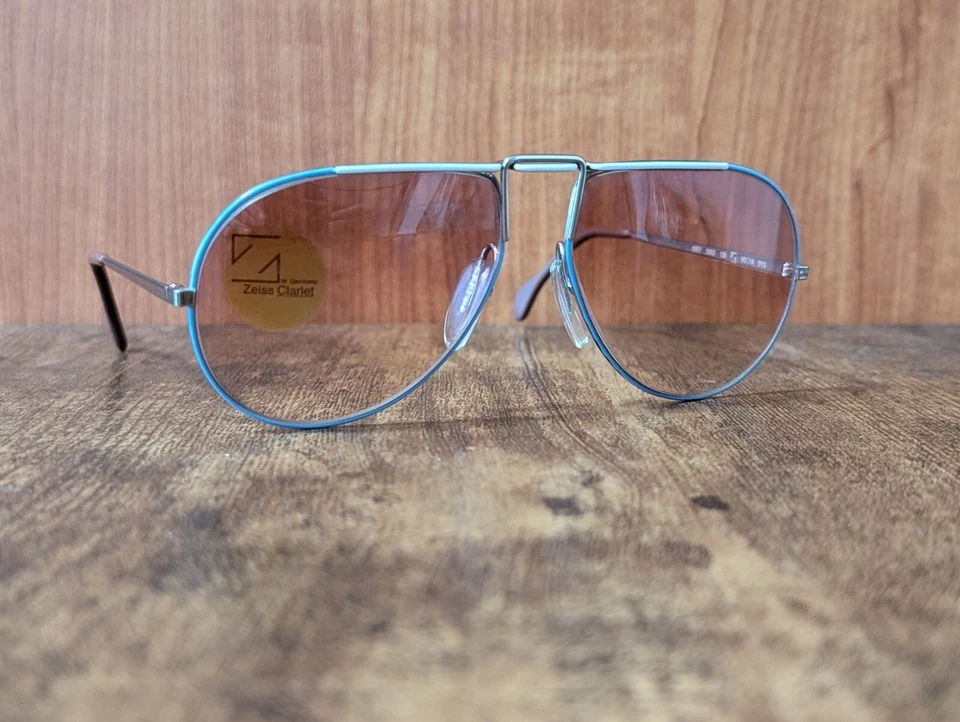 VINTAGE NOS ZEISS 9357 WHITE PILOT SUNGLASSES MADE IN WEST GERMANY 60/14 #67 - Bild 3 von 4