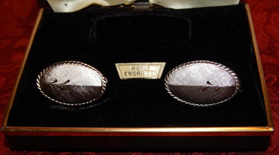Boutons De Manchette Vintage Swank En Simili-argent Gravé - Modèle élégant Pour Homme, Occasion