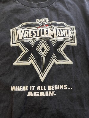 Rare Official Original WWE Wrestlemania XX 20 Shirt Large Vintage