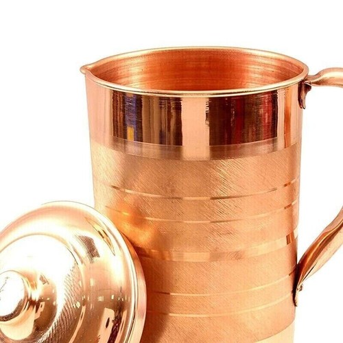 100% Pure Copper Water Jug Pitcher Tumbler Glass Bottle Cup Ayurved Benefit Gift - 第 2/6 張圖片