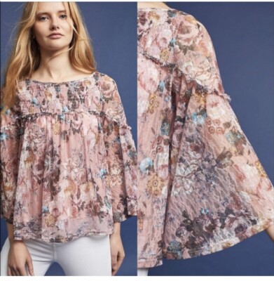 Anthropologie Akemi Kin Juno Floral Lace Boho Blouse Small