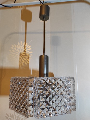Kinkeldey Deckenlampe, Designlampe 1960er Chrom, Kristallglas - Bild 9 von 16