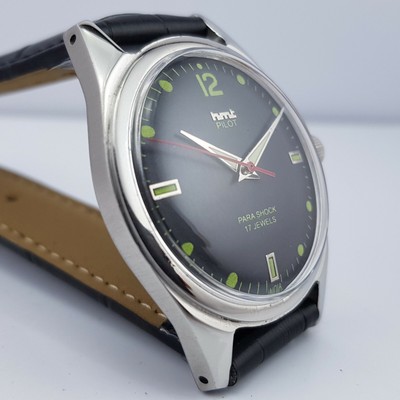 Hmt Pilot 17j 023 Hand Winding Black Night Glow Dial Wrist Watch 200182 Js Ebay