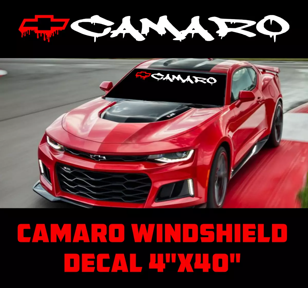 CAMARO z28 Chevrolet Windshield Sticker Logo Red Bow Decal American Muscle Turbo