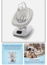 4moms White/Gray Infant Baby Swing Vibration Adjustable Swing Speeds