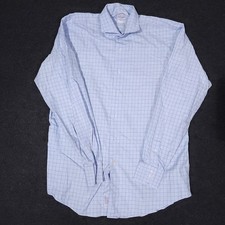 Brooks Brothers Button Down Shirt Men 16.5-35 Slim Fit Blue Check Made In USA