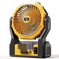 Battery Operated Fan for Dewalt 20V Max Battery, 5.7m/s High Speed Rechargeable