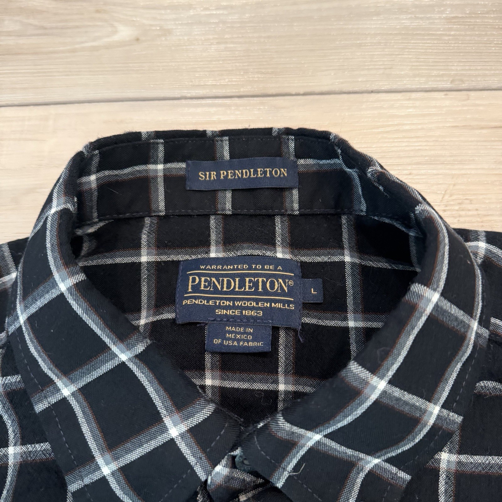 Pendleton Sir Pendleton Black Check Long Sleeve B… - image 2