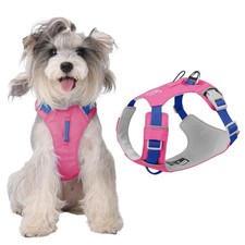 Pink size M no-pull dog harness with front clip tracker pocket adjustable breath