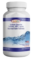 Sodium Chloride Tablets 1000mg | 300 Count Electrolyte Supplement for Hydration