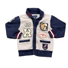 Kids Polo Ralph Lauren Cardigan Polo Pocket Sweater Varsity Size 4t Boys