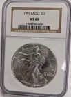 1997 American Silver Eagle ASE 1 Oz Silver NGC MS69 Spotted