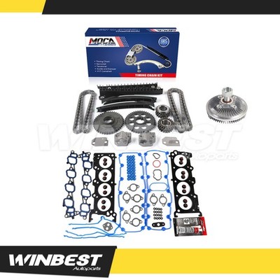 Fit 2004 Ford E-350 Super Duty 5.4L Head Gasket Set Timing Chain Kit Fan Clutch