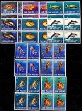 San Marino 1966 MARINE LIFE x 4 mnh FISH, ANIMALS, DOLPHINS $$FREE SHIPPING$$