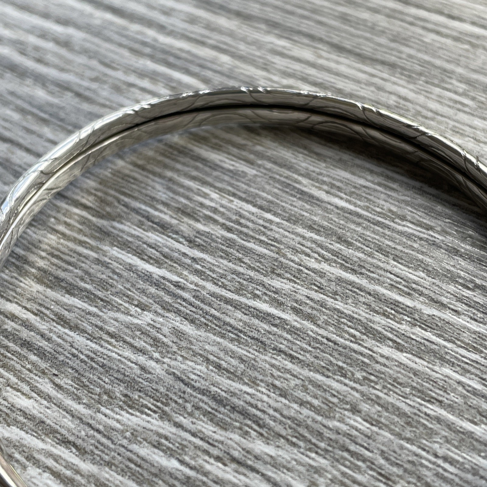 925 Silver Engraved Wave Pattern Opening Bangle 6… - image 6