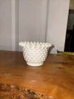 Vintage Milk Glass Ruffled Hobnail Bowl 3"h 4"w