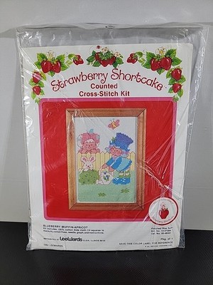 Vtg 1982 LeeWards Strawberry Shortcake Cross Stitch Kit Blueberry Muffin-Apricot