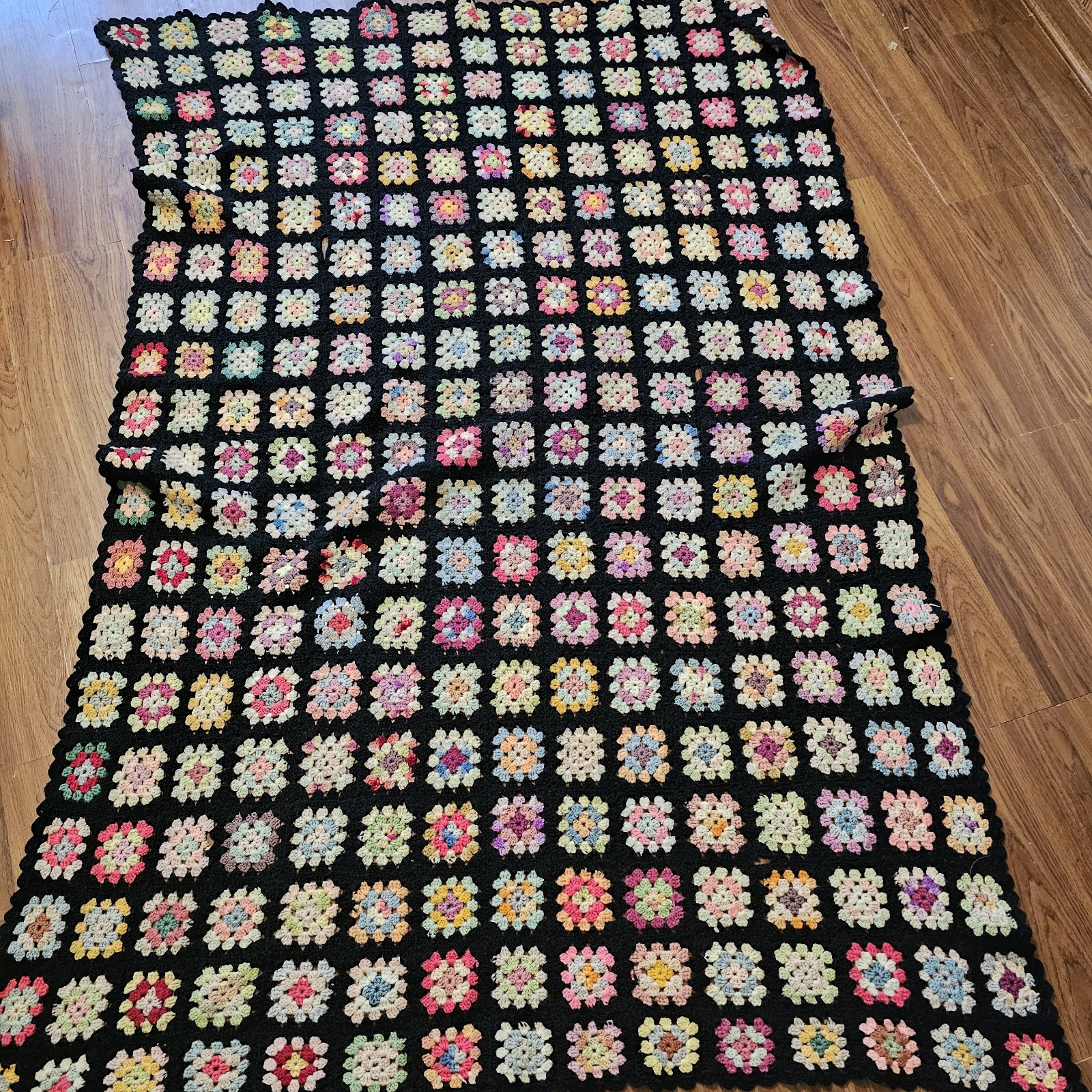 Handmade Granny Square Crocheted Afghan Throw Blanket Multicolor Roseanne 71x48