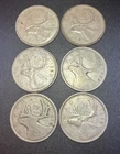 Lot Of 6 Canadian Silver Quarters ( 3 80% & 3 50%) At Spot Price