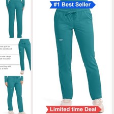 Womens Medical Scrub Pants Straight Leg Pull On Elastic Waist Five Pocket
