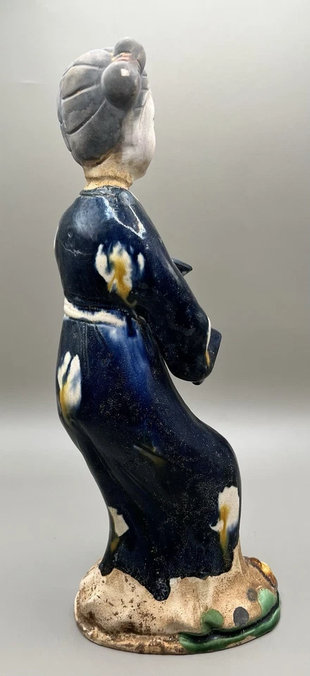 "Antigua figura funeraria antigua china grande de mujeres músicas 13"" H" Foto 3 de 4