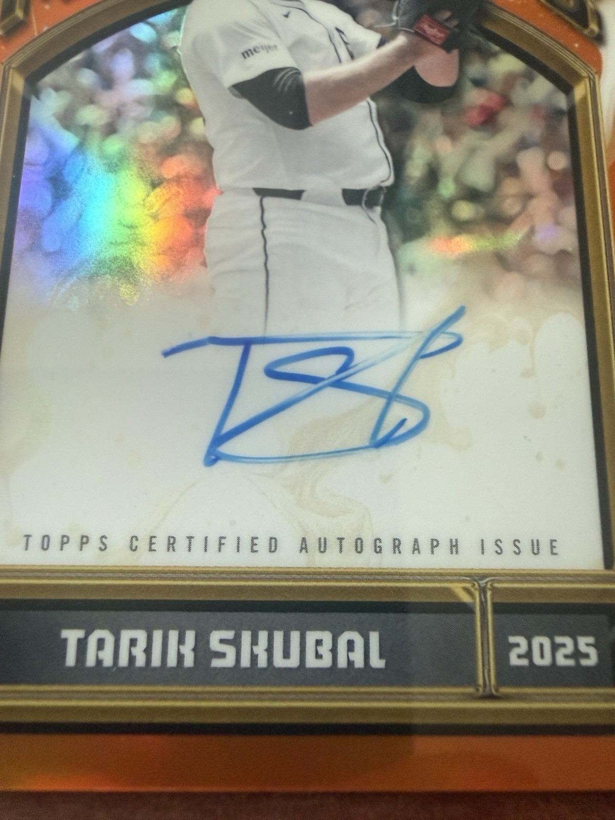 2026 Topps Finest Tarik Skubal Moments Orange Auto /25 Tigers view 2