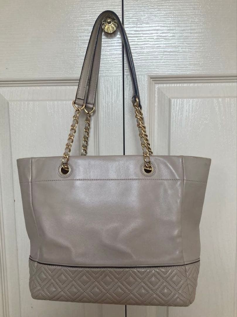 Tory Burch Chain Tote Bag Shoulder Bag Leather Beige Women's From Japan thumbnail 2