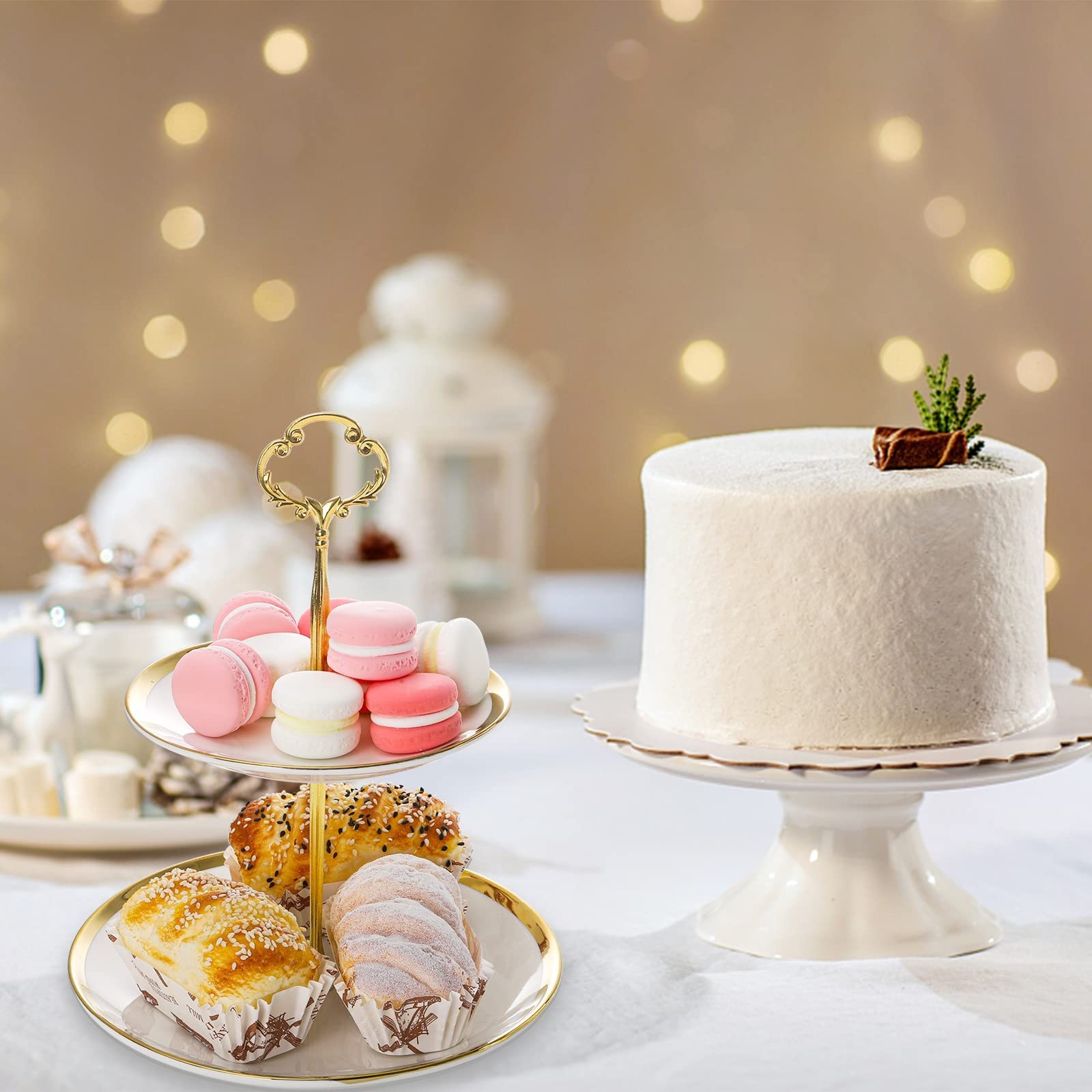 Frcctre 2 Cupcake Stands 3+2 Tier Dessert Tower Tray Set for Party Wedding