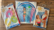 Intex The Wet Set 3 Piece Bundle Raft Ring Beach Ball Pool Floatie NEW NOS