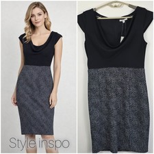 Target Size 12 Fitted Dress Short Sleeve Cowl Neck Black White BNWT 