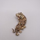 Tiger Pendant/Brooch Gold w/ Black Enamel Rhinestones Animal Jewelry — photo 2