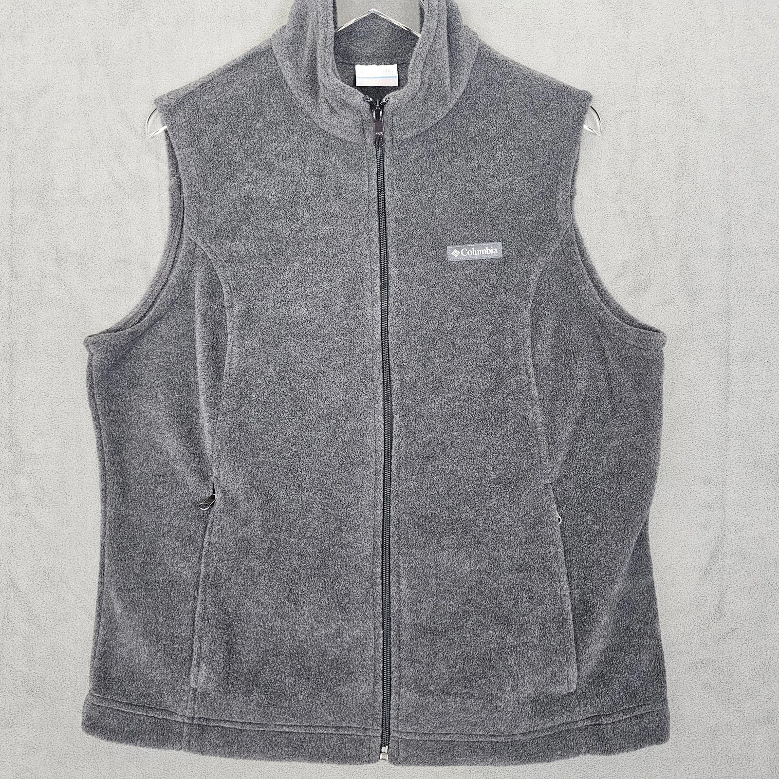 Columbia Vest Mens Extra Large Gray Full Zip Fleece Outdoors Hiking Sleeveless