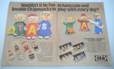 Vintage 1984 Alvin & the Chipmunks Magazine Ad Print Poster Toy Figure Promo 80s