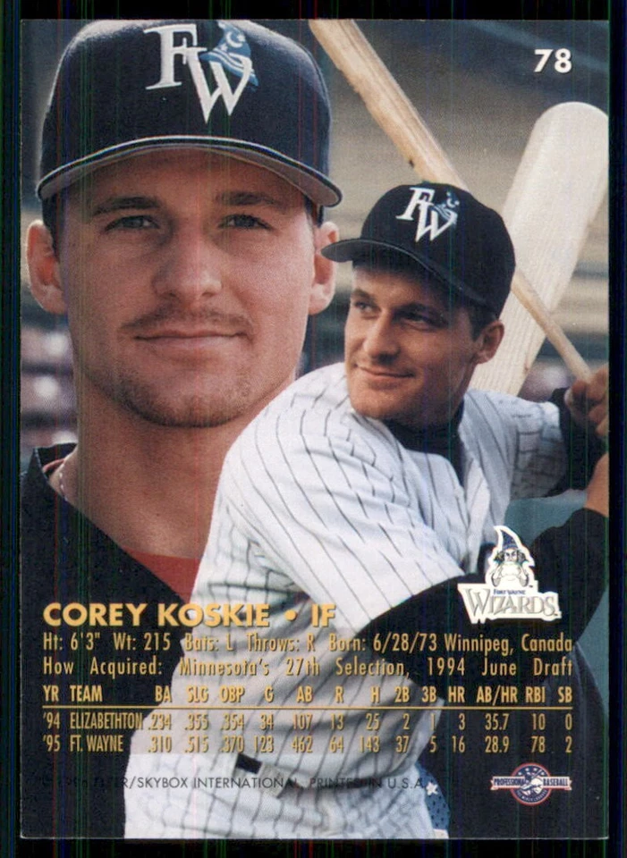 1996 Fleer Excel #78 Corey Koskie - On Card Autograph - Image 2 of 2