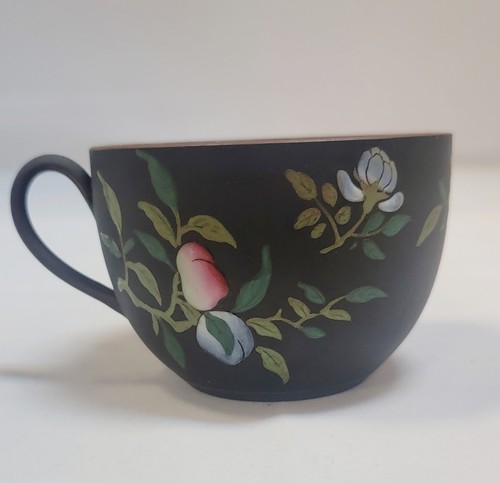 Vintage Rare Wedgwood Basalt Capriware Black Floral Teacup And Saucer Set - Picture 13 of 20