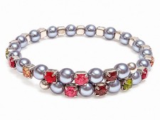 Multi-Color Crystal and Faux Pearl Wrap kids Bracelet