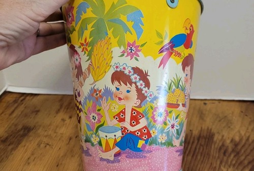 Vintage 1950's Ohio Art Sand Pail Children Tropical Scenes 7 3/4" - Picture 6 of 11